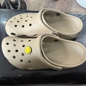 CROCS Tan Clogs with Smiley Charm